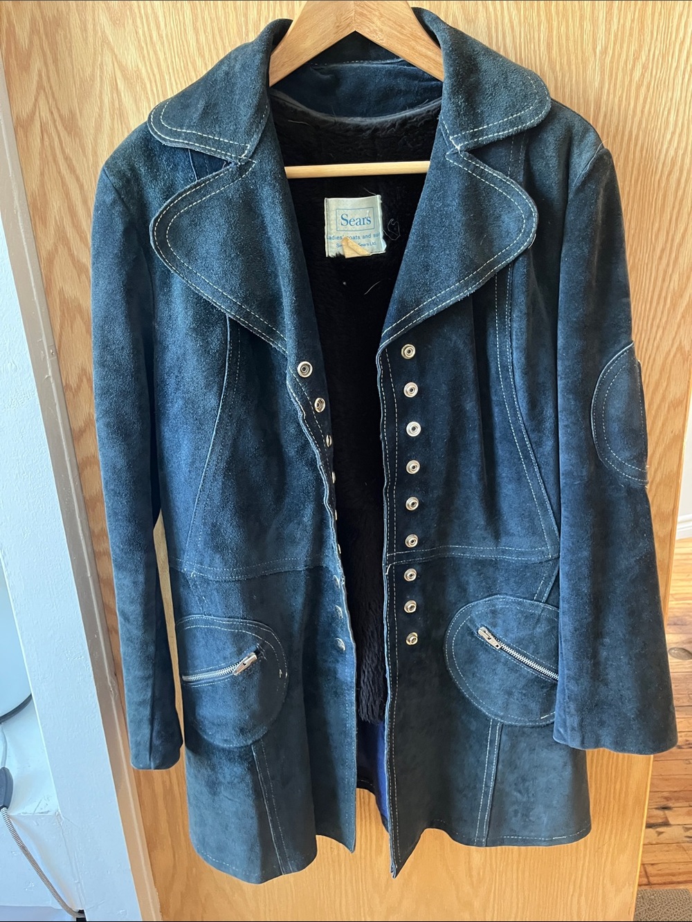 Sears Women's Teal Suede Button-Front Jacket